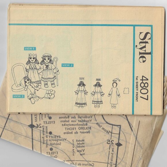 Style #4807 Pattern for Rag Dolls - Vintage 1974 - Uncut - Picture 2 of 3